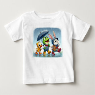 Niedliche Ente, Frosch, im Regen sonnig Baby T-shirt