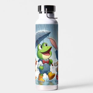 Niedliche Ente, Frosch, im Regen sonnig Trinkflasche