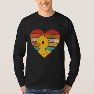 Niedliche Ente Retro Herzform Vintag T-Shirt