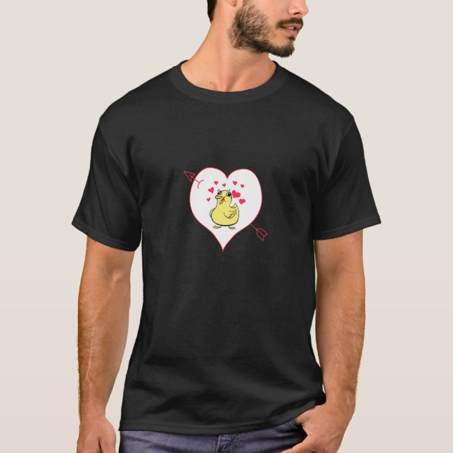 Niedliche Enten Herz Valentine S Day Duckling Chic T-Shirt (Vorderseite)