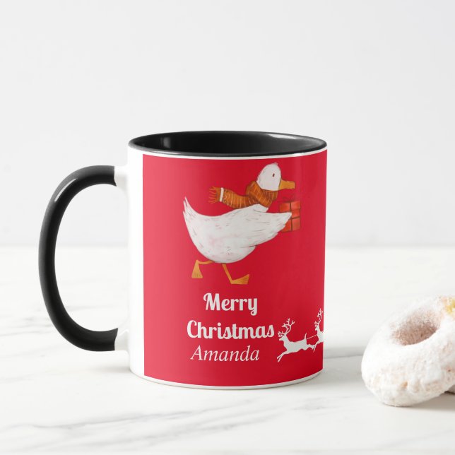 Niedliche Enten-Weihnachten Tasse (Mit Donut)