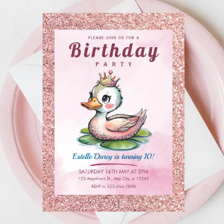 Niedliche Entenprinzessin zum Geburtstag Einladung