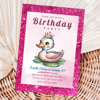 Niedliche Entenprinzessin zum Geburtstag Einladung
