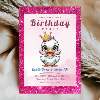 Niedliche Entenprinzessin zum Geburtstag Einladung