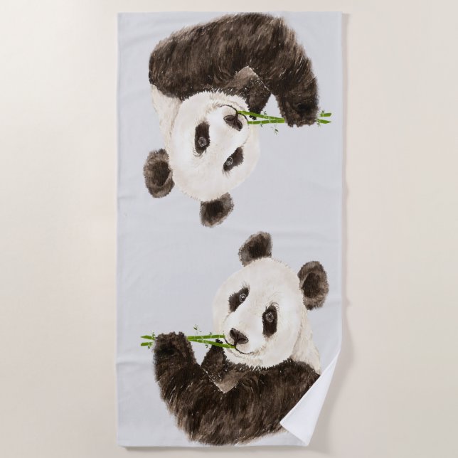 Niedliche Entspannte Asiatische Panda Bären Tierar Strandtuch (Vorderseite)