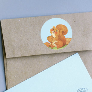 Niedliche entzückende Eichhörnchen-Nüsse Runder Aufkleber