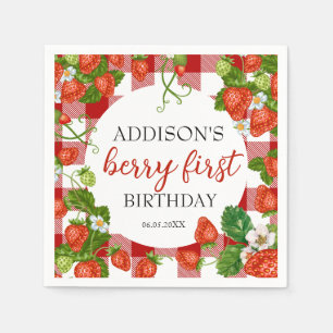 Niedliche Erdbeere Berry Erster Geburtstag Serviette