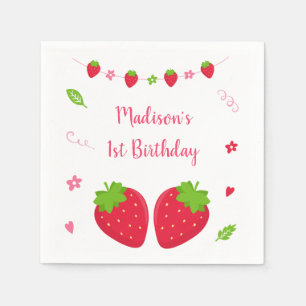 Niedliche Erdbeere Berry Sweet Geburtstag Serviette