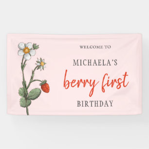 Niedliche Erdbeere Blume Berry Erster Geburtstag Banner