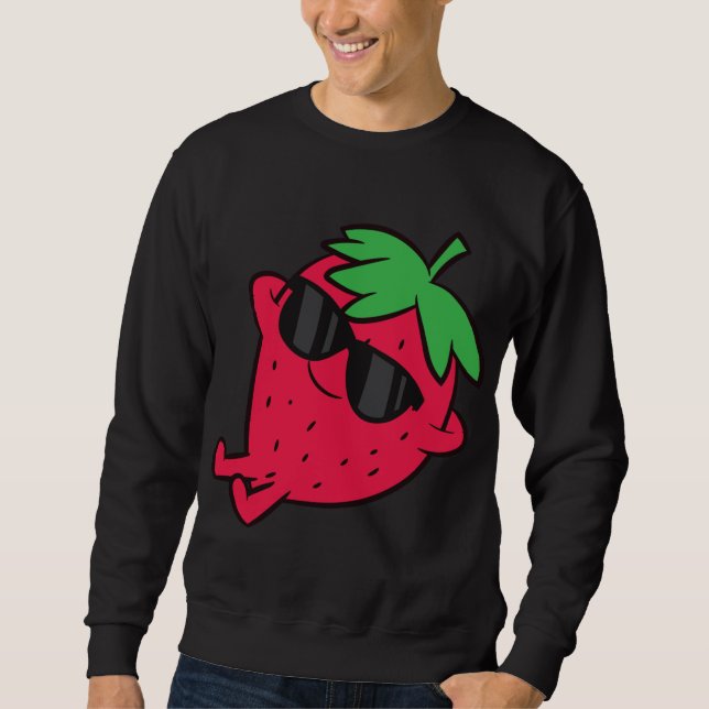 Niedliche Erdbeere Früchte Entspannen Lazy Strawbe Sweatshirt (Vorderseite)