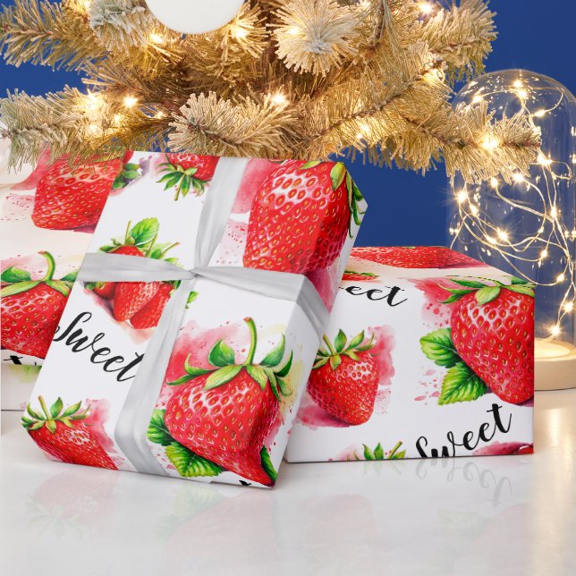 Niedliche Erdbeere Geschenkpapier (Feiertage)