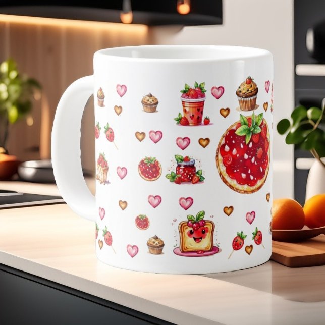Niedliche Erdbeere 💗 🍓 🥨 Jumbo-Tasse (Von Creator hochgeladen)