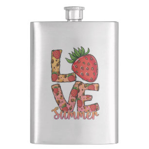 Niedliche Erdbeere Liebe Sommer Summer Vibes Flachmann