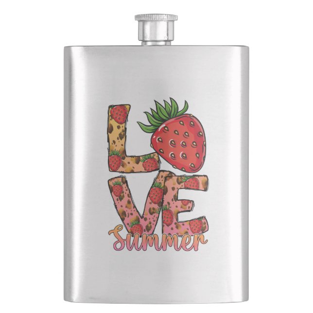 Niedliche Erdbeere Liebe Sommer | Summer Vibes Flachmann (Vorderseite)