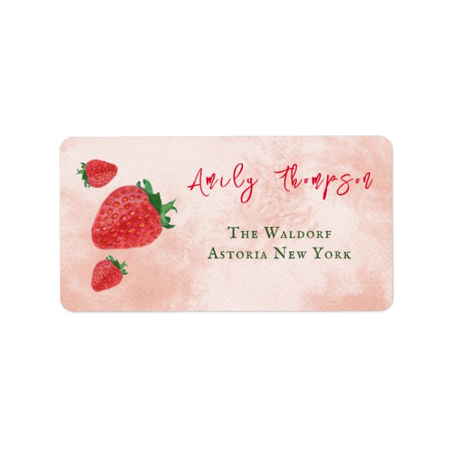 Niedliche Erdbeere Red Green Baby Dusche Adressaufkleber (Vorne)