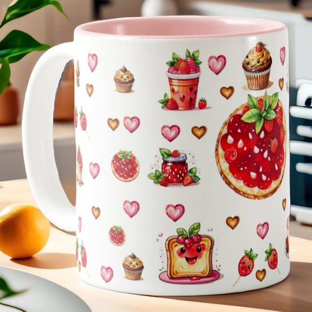 Niedliche Erdbeere 💗 🍓 🥨 Zweifarbige Tasse (Von Creator hochgeladen)