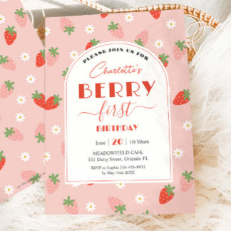 Niedliche Erdbeeren Berry Erster Geburtstag Einladung