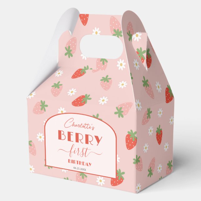 Niedliche Erdbeeren Berry Erster Geburtstag Gable Geschenkschachtel (Vorderseite)