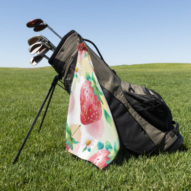 Niedliche Erdbeeren Regenbogen Geburtstagsparty Golfhandtuch (Gras)