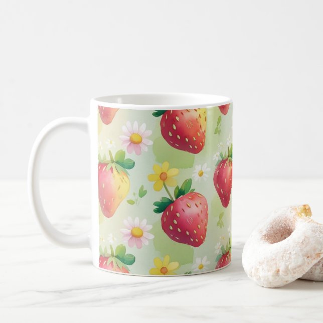 Niedliche Erdbeeren Regenbogen Geburtstagsparty Kaffeetasse (Mit Donut)