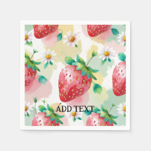 Niedliche Erdbeeren Regenbogen Geburtstagsparty Serviette