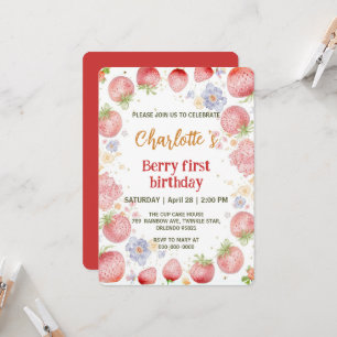 Niedliche Erdbeeren Regenbogenmuster 1. Einladung