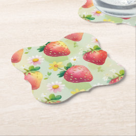 Niedliche Erdbeeren Regenbogenmuster Geburtstagspa Untersetzer