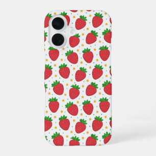 Niedliche Erdbeeren und Sterne iPhone 16 Hülle