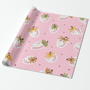 Niedliche Erdbeeren Vintag Nahtlose Muster. Obst Geschenkpapier
