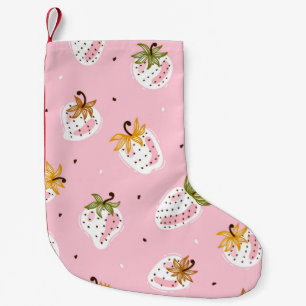 Niedliche Erdbeeren Vintag Nahtlose Muster. Obst Kleiner Weihnachtsstrumpf