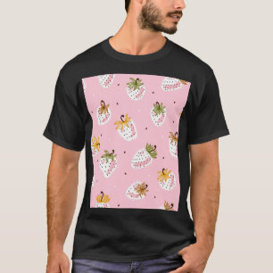 Niedliche Erdbeeren Vintag Obsttapete T-Shirt