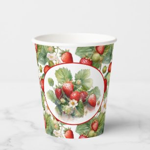 Niedliche Erdbeeren Wasserfarbe Pappbecher