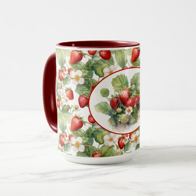 Niedliche Erdbeeren Wasserfarbe Tasse (Vorderseite Links)