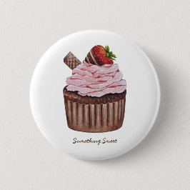 Niedliche Erdbeerkuchen in Aquarellfarbe Button