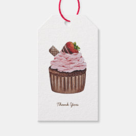 Niedliche Erdbeerkuchen in Aquarellfarbe Geschenkanhänger