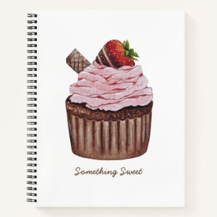 Niedliche Erdbeerkuchen in Aquarellfarbe Notizbuch