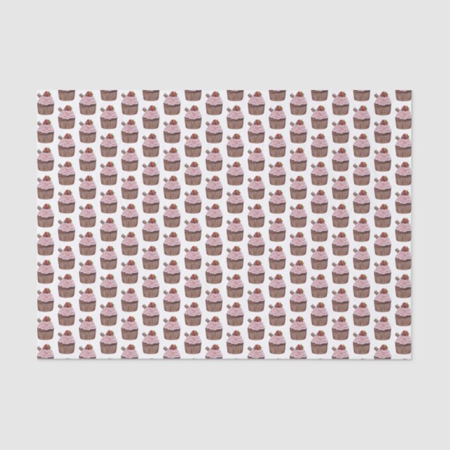 Niedliche Erdbeerkuchen in Aquarellfarbe Seidenpapier (Vorderseite)