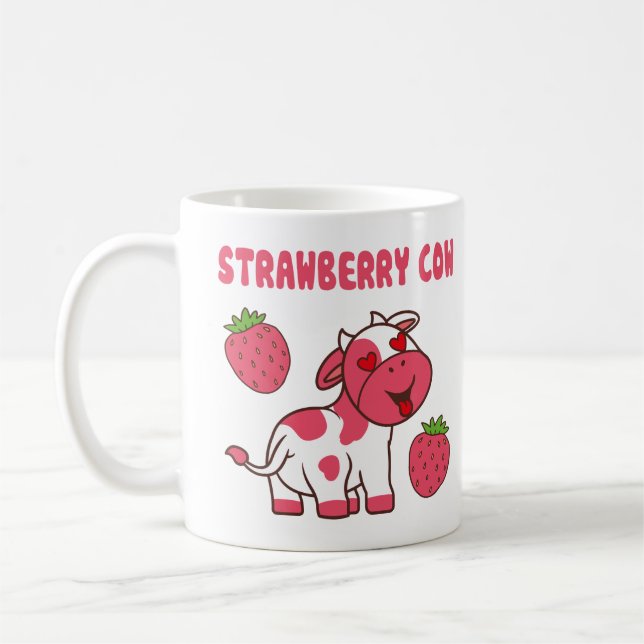 Niedliche Erdbeerkuh Kaffeetasse (Links)