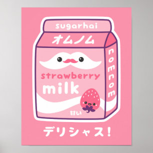 Niedliche Erdbeermilch Poster