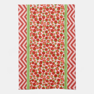 Niedliche Erdbeerscheiben Polka Dot & Zickzack Red Geschirrtuch
