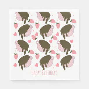 Niedliche Erdbeerschokolade Driving Coffee Hearts Serviette