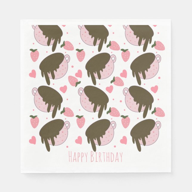 Niedliche Erdbeerschokolade Driving Coffee Hearts Serviette (Vorderseite)