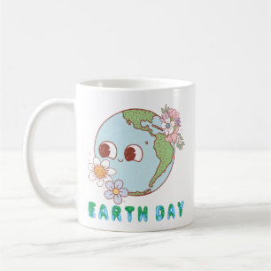 Niedliche Erde mit Blume Happy Earth Day Floral Kaffeetasse