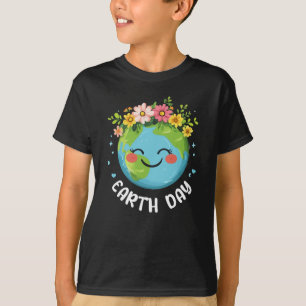 Niedliche Erde mit floralem Happy Earth Day 2025 J T-Shirt