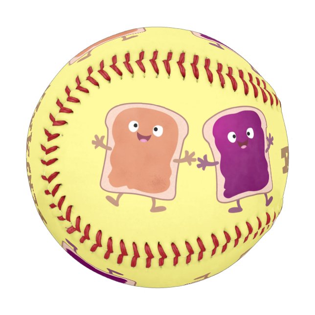 Niedliche Erdnussbutter und Gelee-Sandwich-Cartoon Baseball (Vorderseite Links)