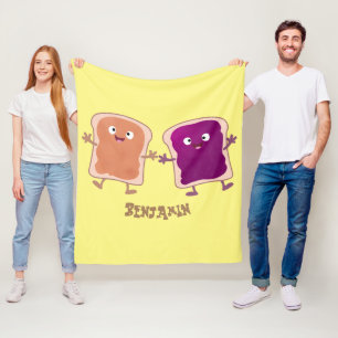 Niedliche Erdnussbutter und Gelee-Sandwich-Cartoon Fleecedecke