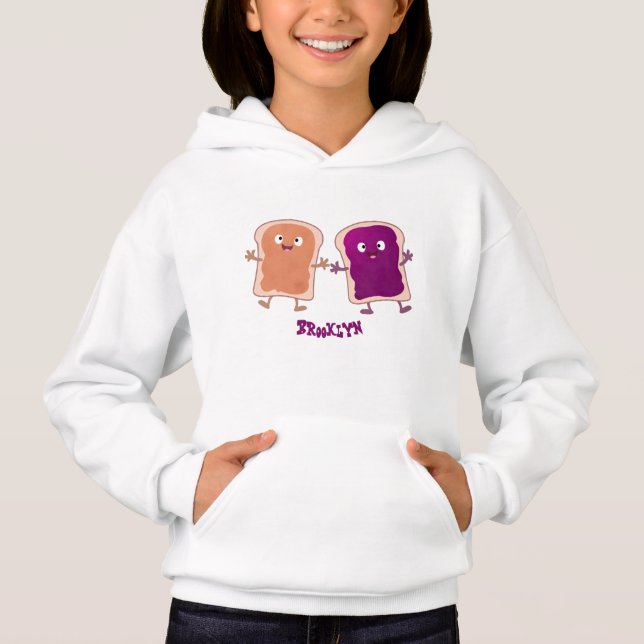 Niedliche Erdnussbutter und Gelee-Sandwich-Cartoon Hoodie (Vorderseite)