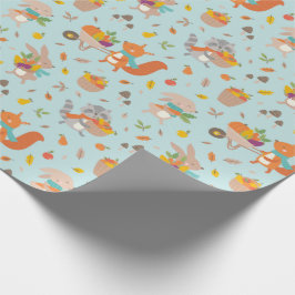 Niedliche Erntetiere mit Gemüse Geschenkpapier