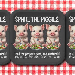 Niedliche Ersparnis für Schweine, die Salate essen Pappteller