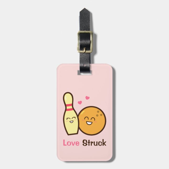 Niedliche erstaunliche Bowling Ball und Button Lie Gepäckanhänger (Vorderseite vertikal)